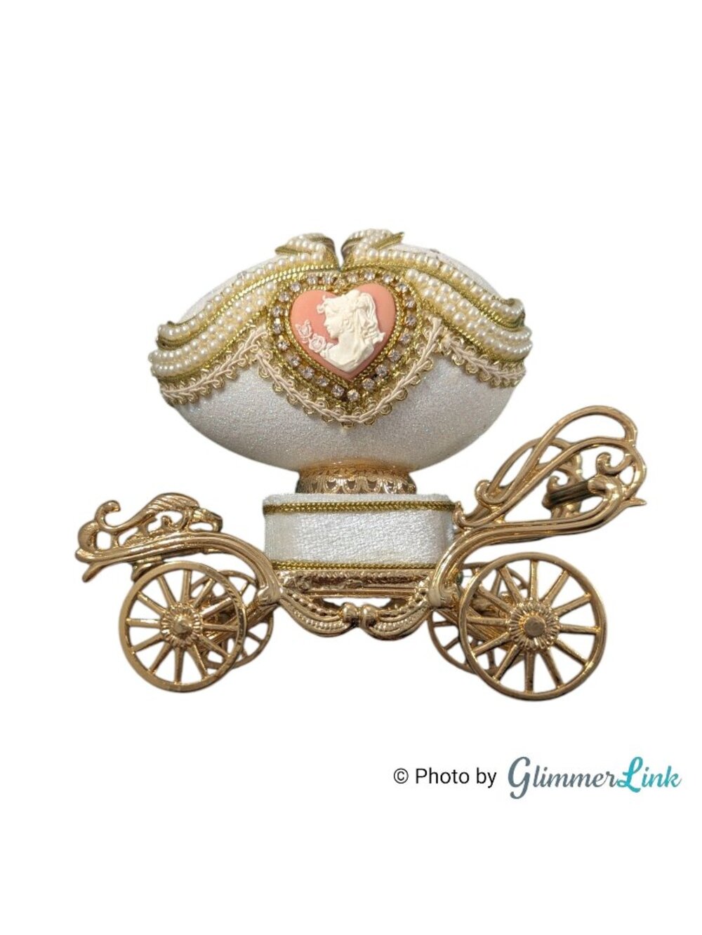 Vintage Kingspoint Designs Goose Egg Music Box Carriage Jewelry Trinket Box
